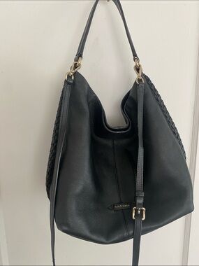 Cole Haan Black Pebbled Leather Shoulder Hobo